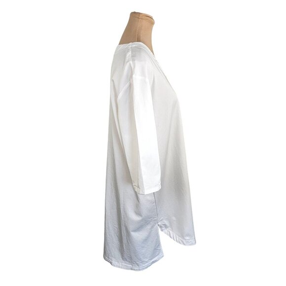 Emma Knudsen White Shirt Style Short Sleeve Tunic Top Sz M - Picture 4 of 9